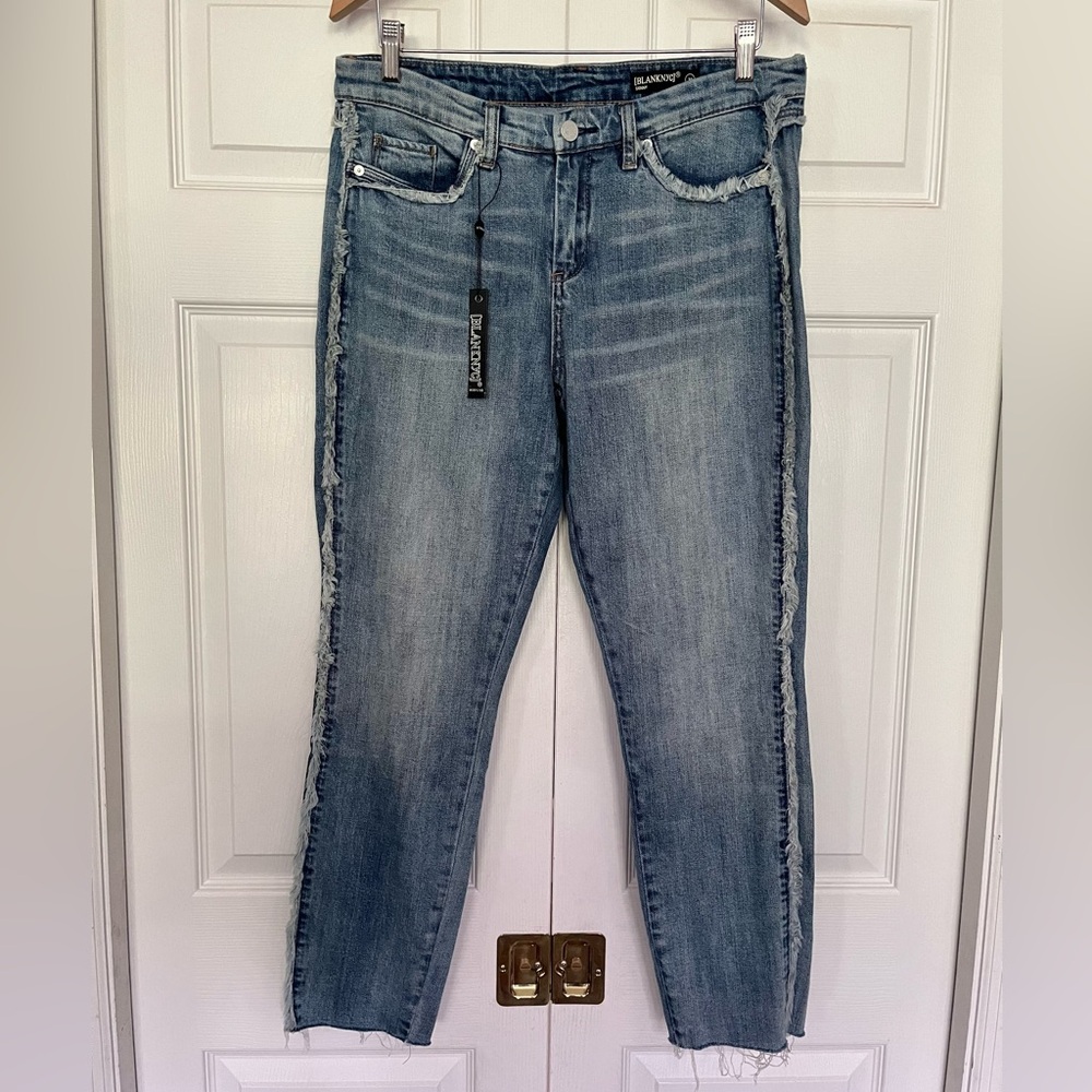 {Blank NYC} Fray Seam Skinny Leg Jeans in Blue - Womens 30 - NWT